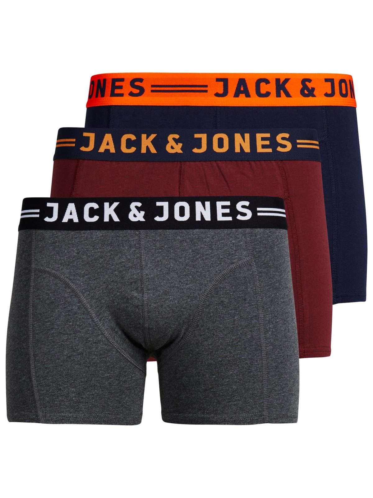 JACK & JONES Boxeralsók 'Lichfield'  tengerészkék / burgundi vörös / narancs / szürke melír / fehér