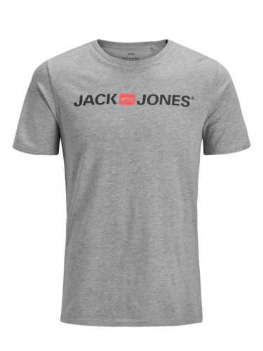 JACK & JONES Póló  fekete / pasztellpiros / szürke melír