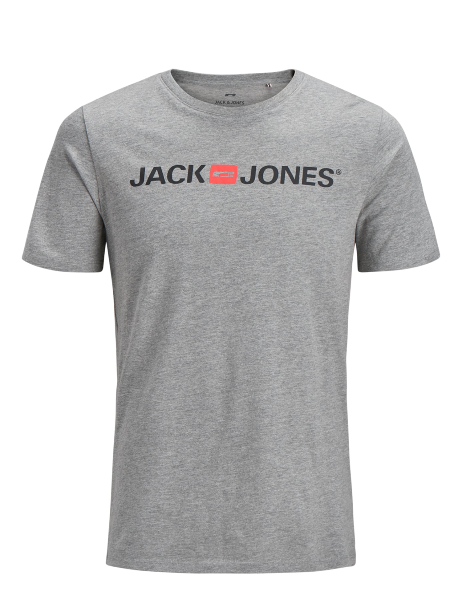 JACK & JONES Póló  fekete / pasztellpiros / szürke melír