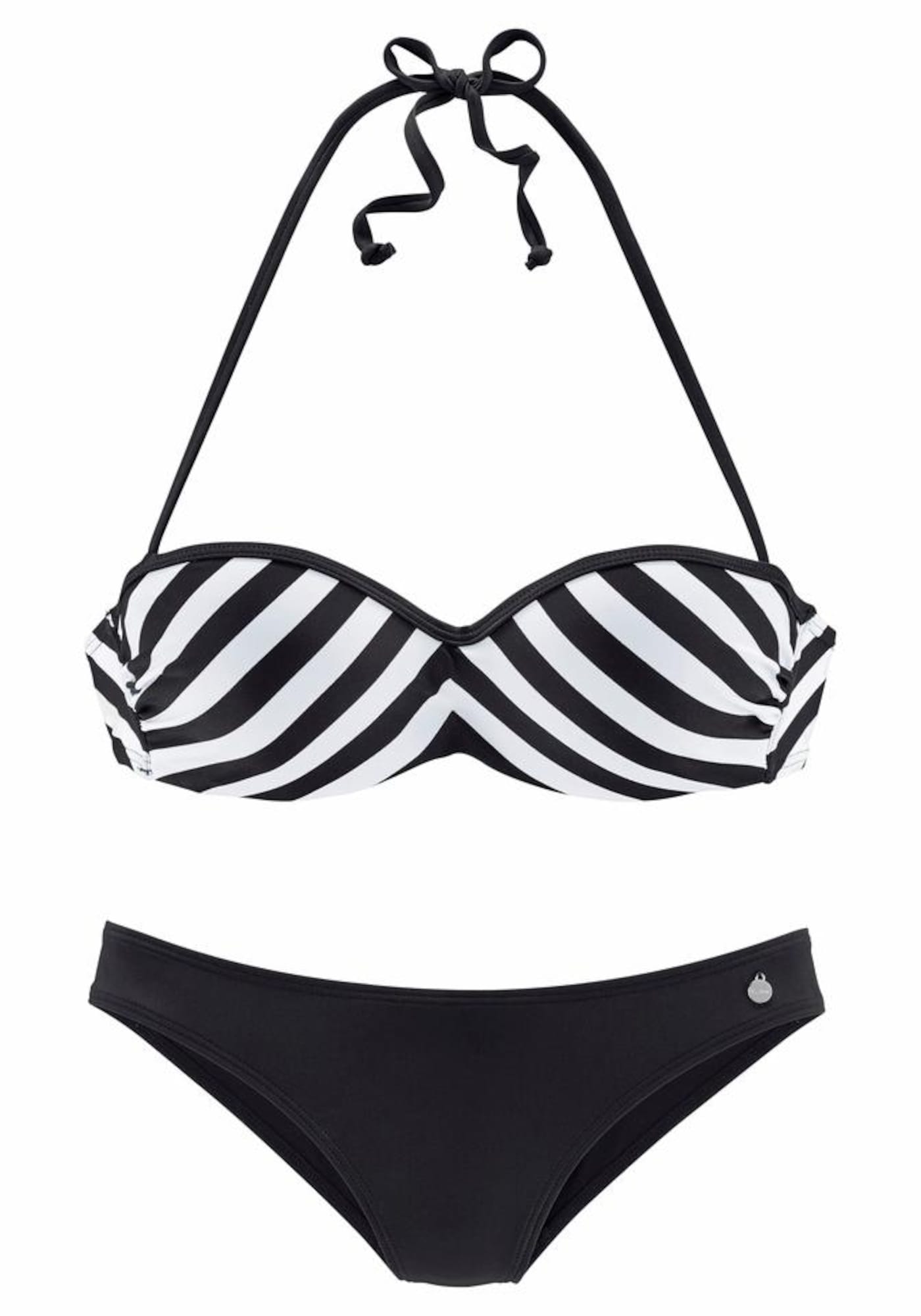 LASCANA Bikini 'Flic'  fekete / fehér