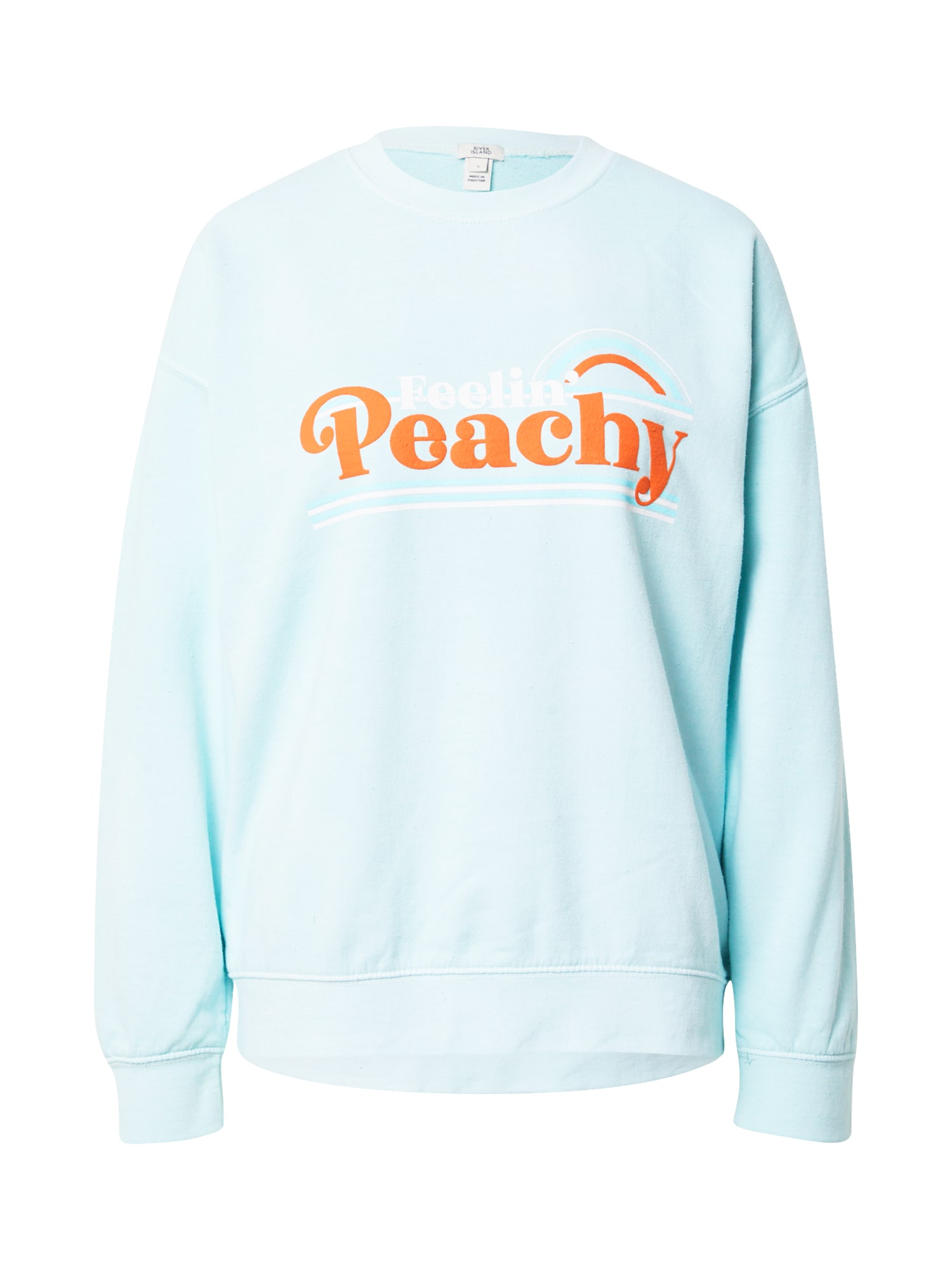 River Island Tréning póló 'FEELIN PEACHY'  narancs / fehér / pasztellkék