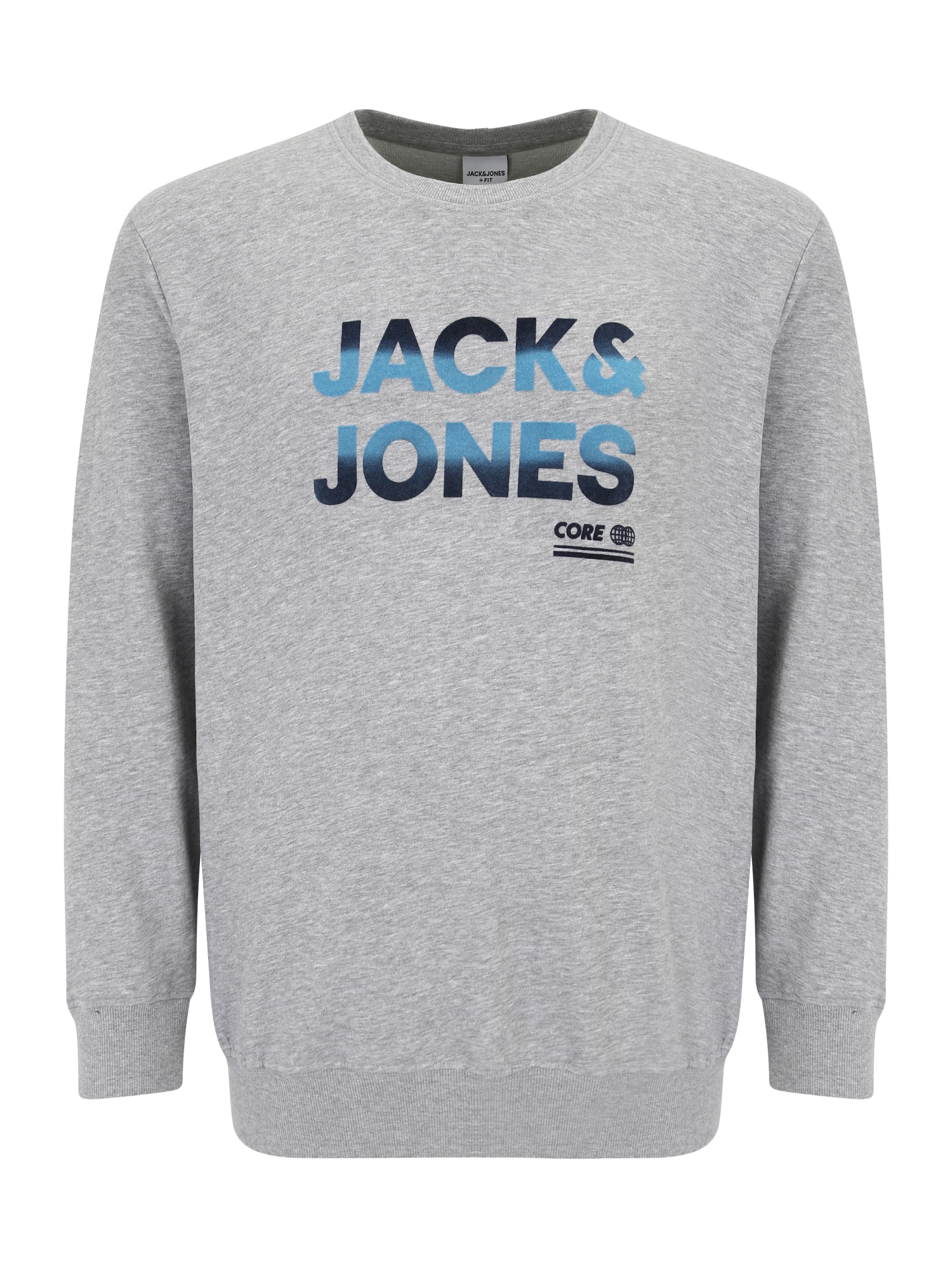 Jack & Jones Plus Tréning póló 'COSETH'  szürke melír / éjkék / égkék