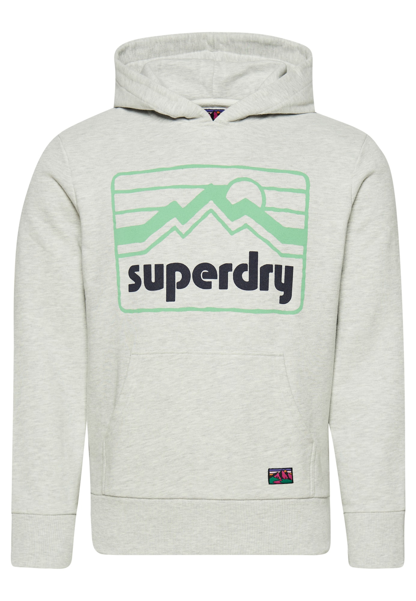 Superdry Tréning póló  szürke / zöld / fekete