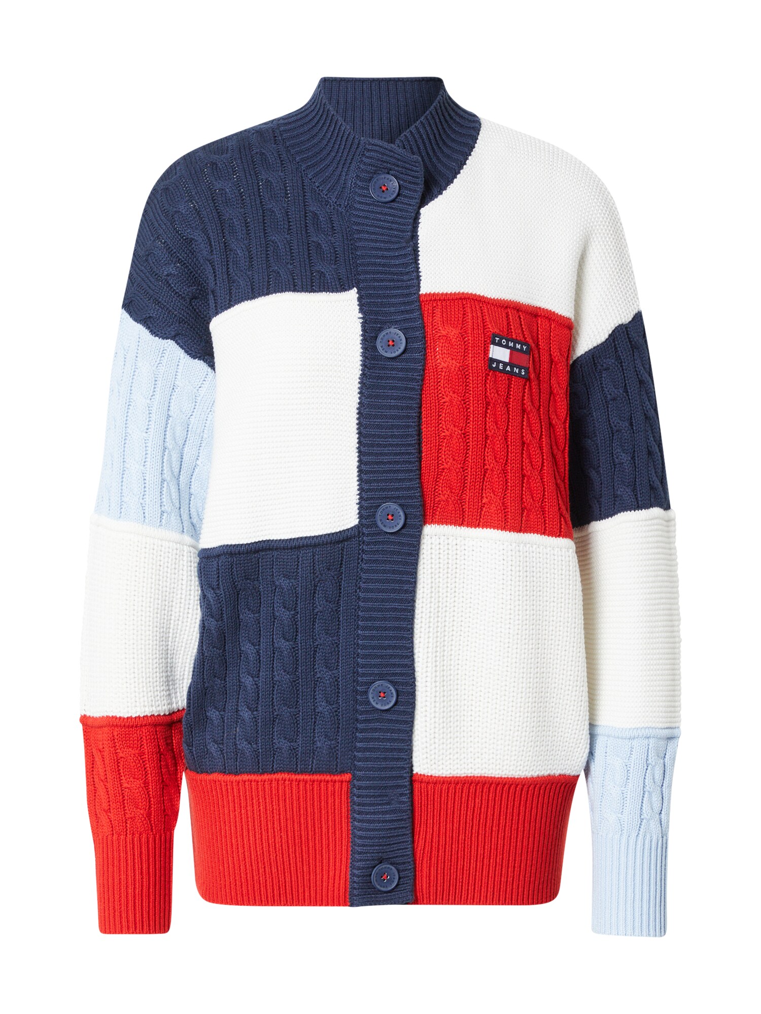 Tommy Jeans Oversize dzseki  rikító piros / fehér / világoskék / sötétkék