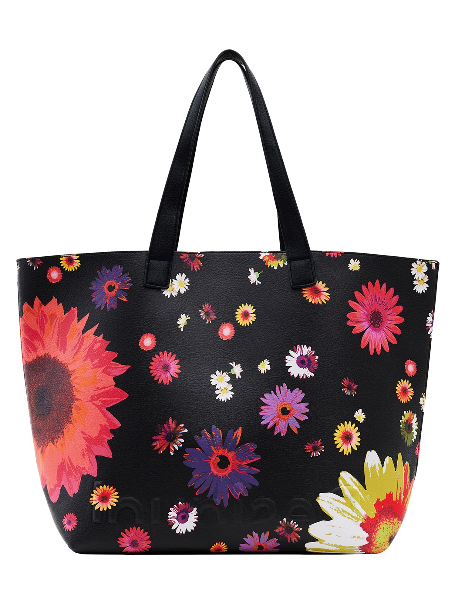 Desigual Shopper táska 'Namibia'  fekete / tűzpiros / sötétlila / fehér