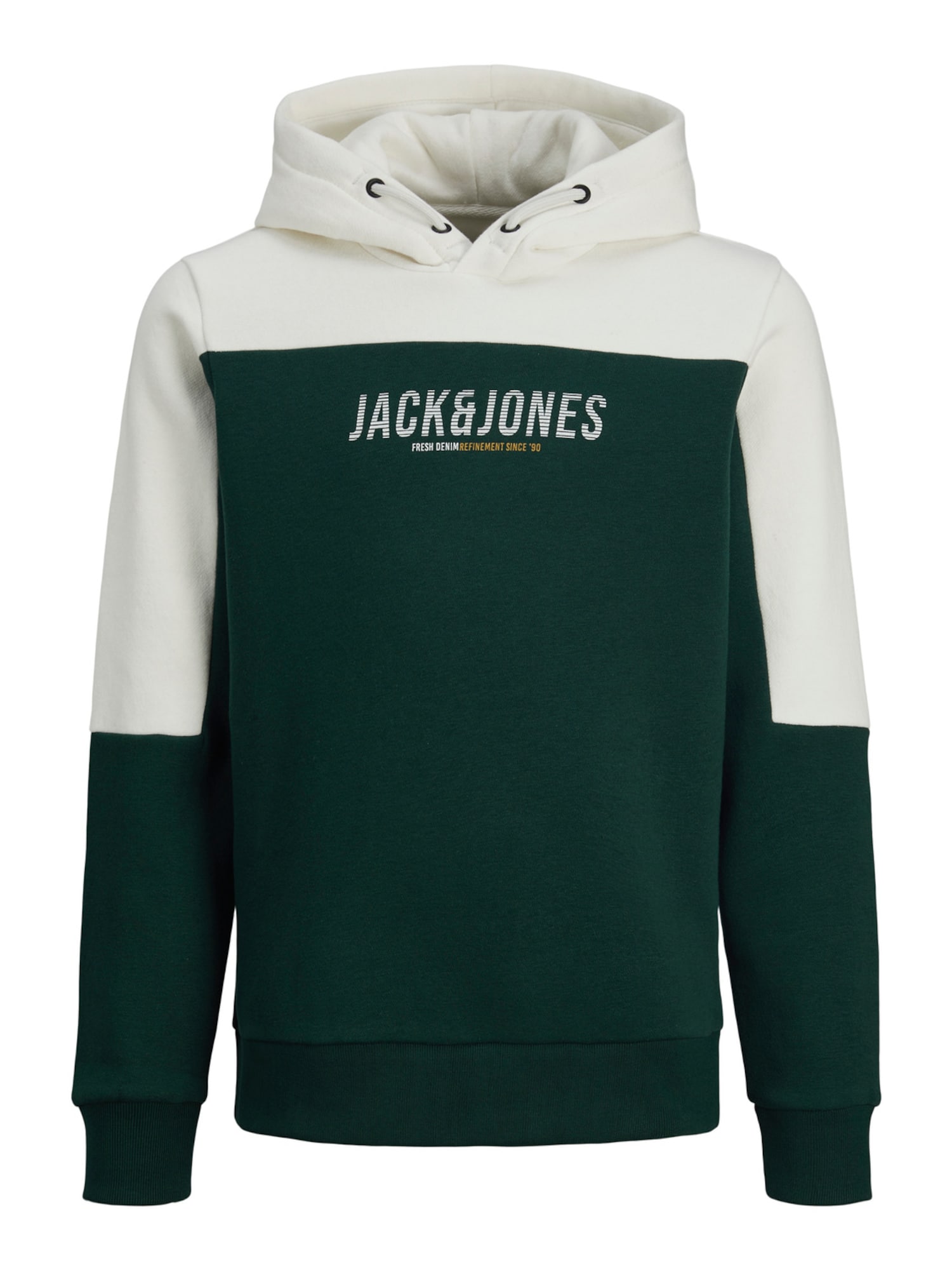 Jack & Jones Junior Tréning póló 'Edan'  fenyő / piszkosfehér / sötétsárga