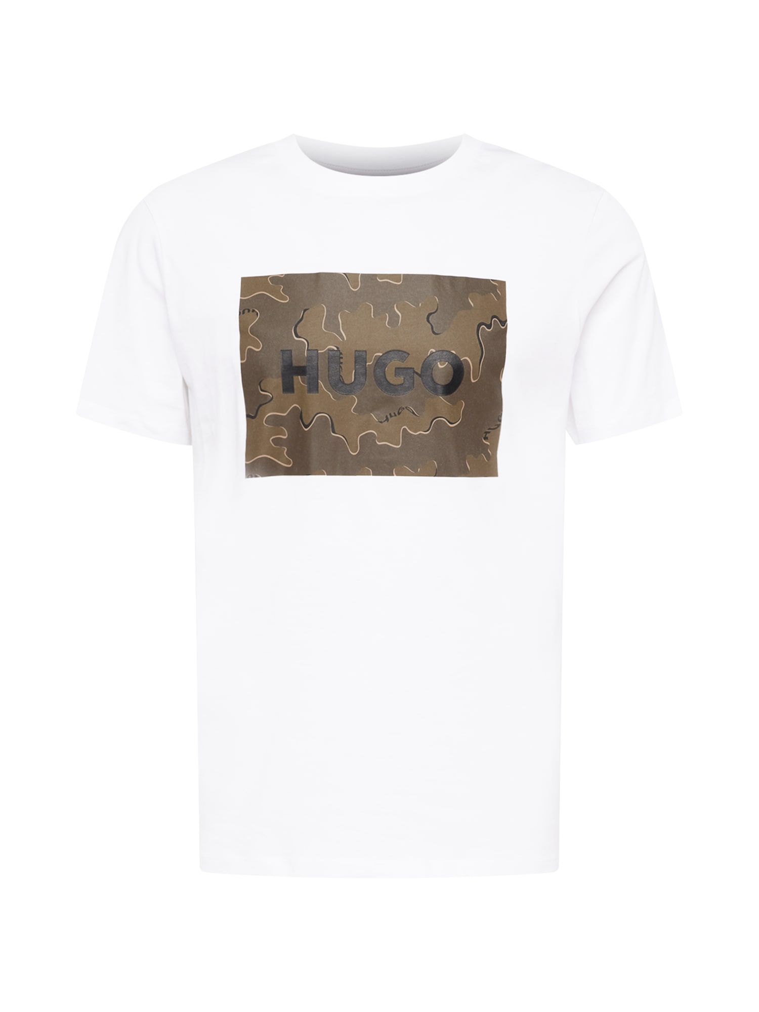 HUGO Póló 'Dulive'  fehér / khaki / fekete