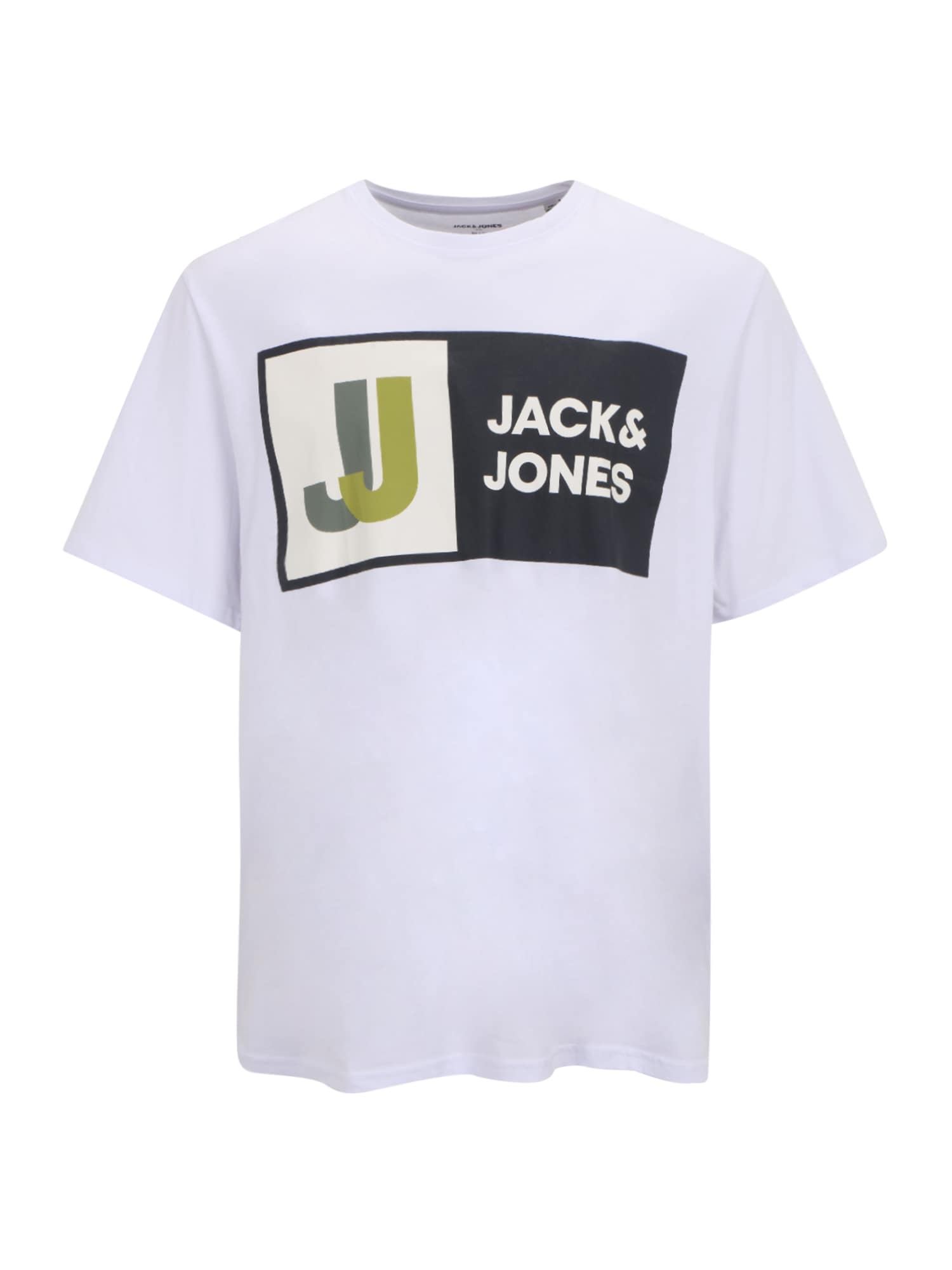 Jack & Jones Plus Póló 'LOGAN'  fehér / fekete / olíva / bazaltszürke