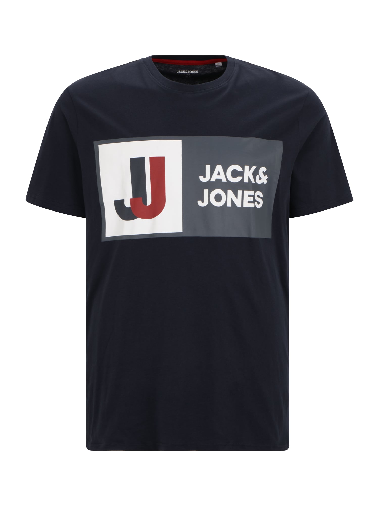 Jack & Jones Plus Póló 'LOGAN'  tengerészkék / rubinvörös / fehér