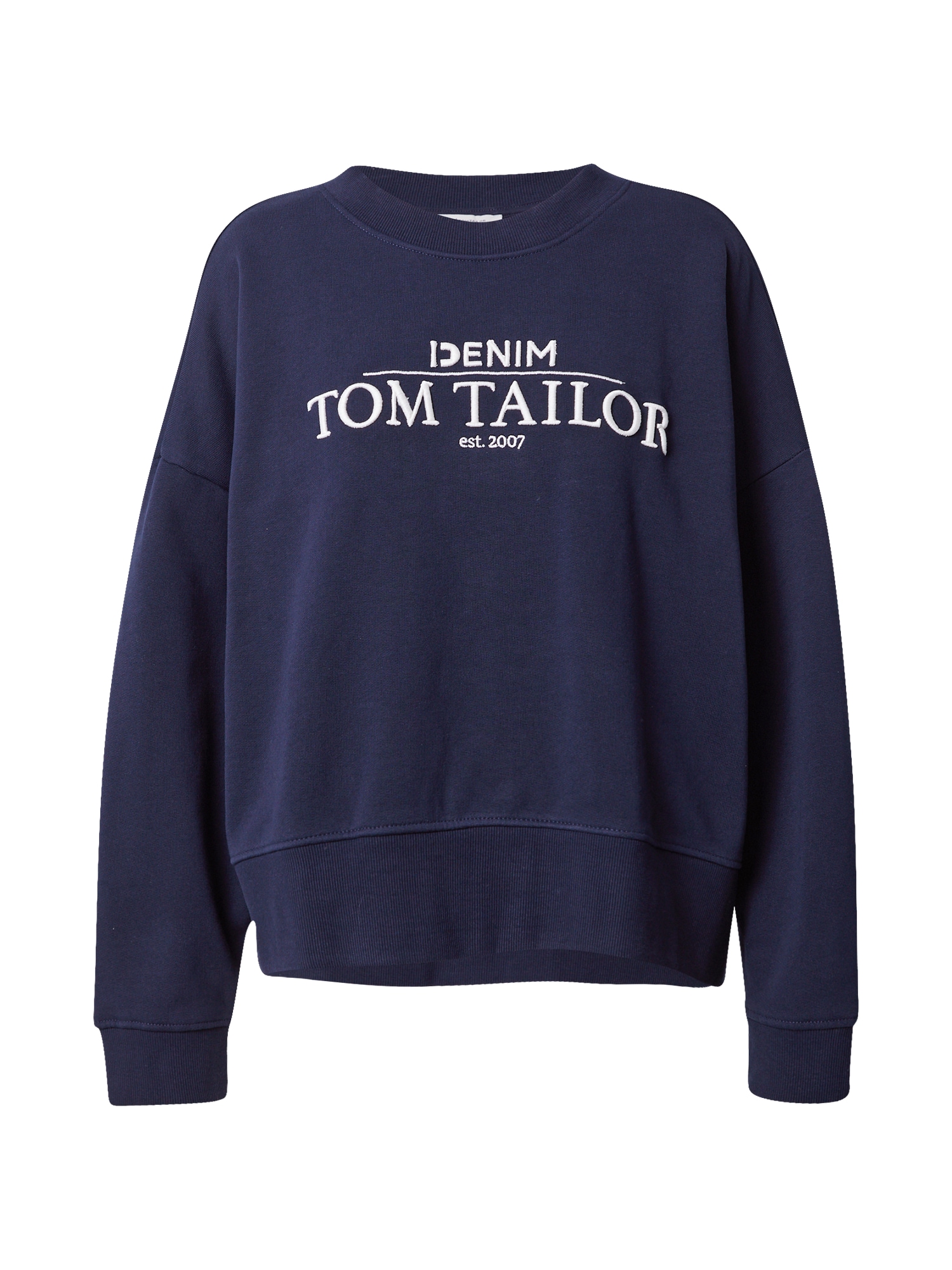 TOM TAILOR DENIM Tréning póló  fehér / sötétkék