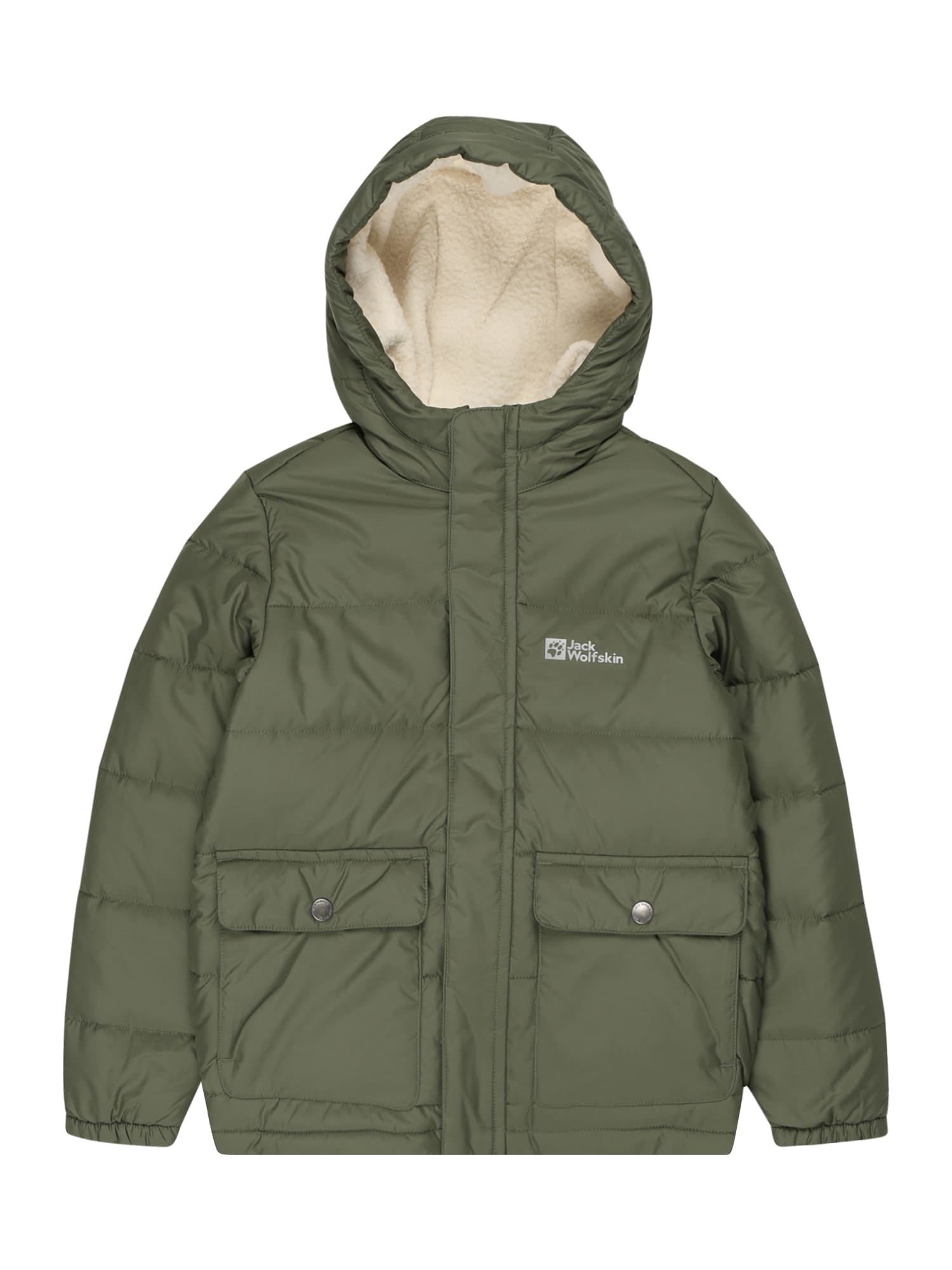 JACK WOLFSKIN Kültéri kabátok 'Snow Fox'  khaki / fehér