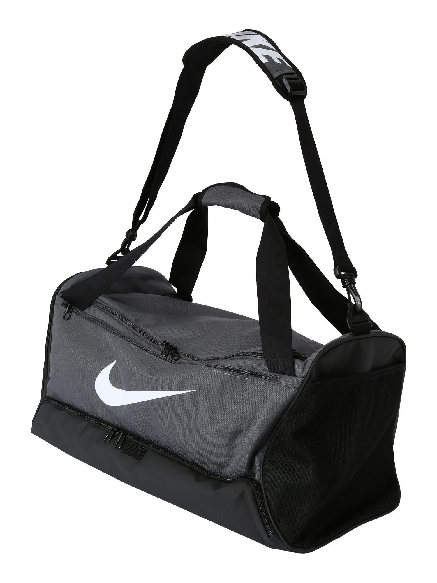 NIKE Sporttáska 'Brasilia 9.5'  fekete / fehér / szürke