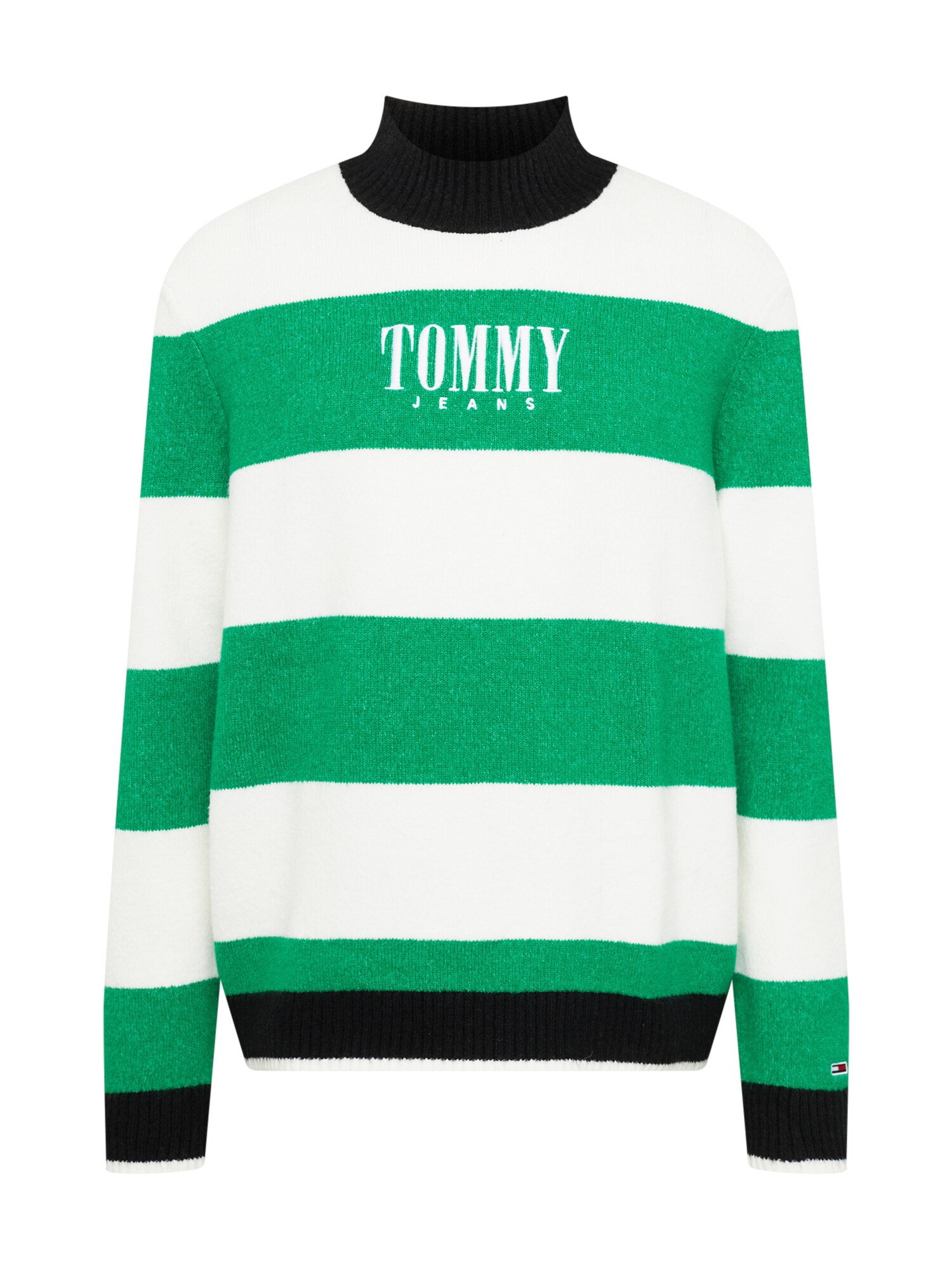 Tommy Jeans Pulóver  fehér / fekete / fűzöld