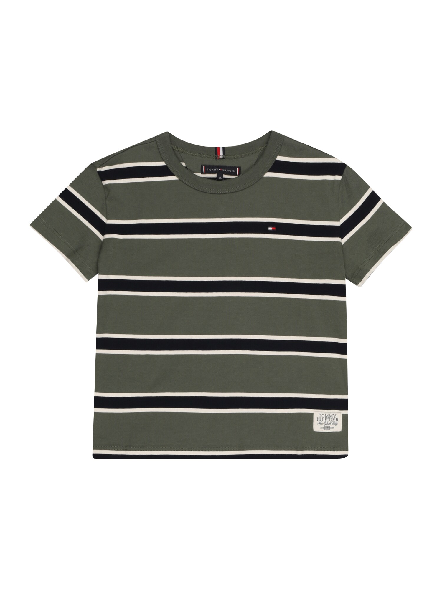 TOMMY HILFIGER Póló  khaki / fehér / fekete