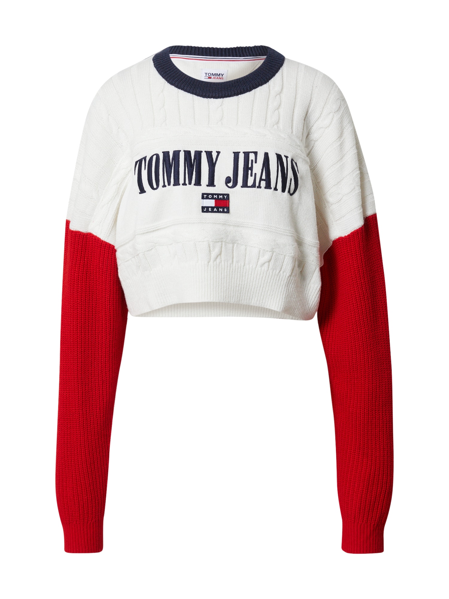 Tommy Jeans Pulóver  fehér / piros / tengerészkék