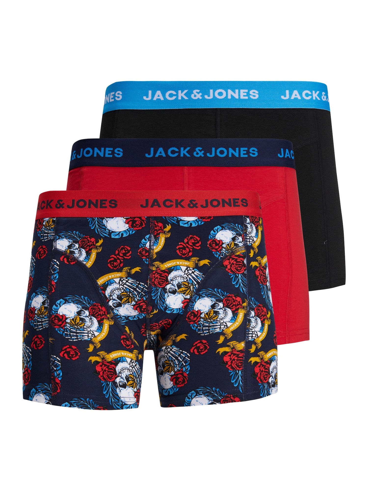 JACK & JONES Boxeralsók 'LIMIT SKULL'  piros / tengerészkék / sárga / fehér