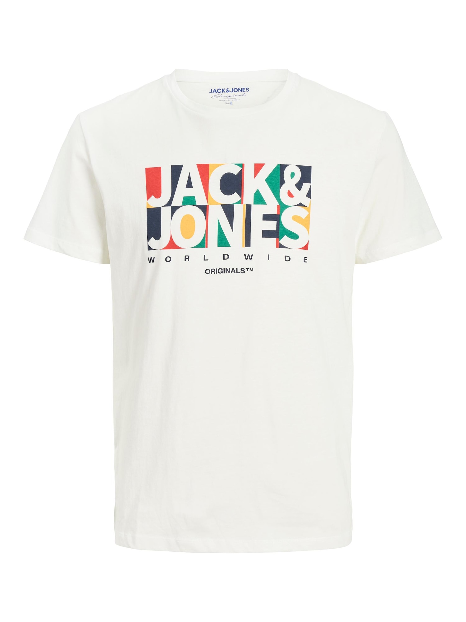 JACK & JONES Póló 'PALETTE'  fehér / tengerészkék / sárga / piros