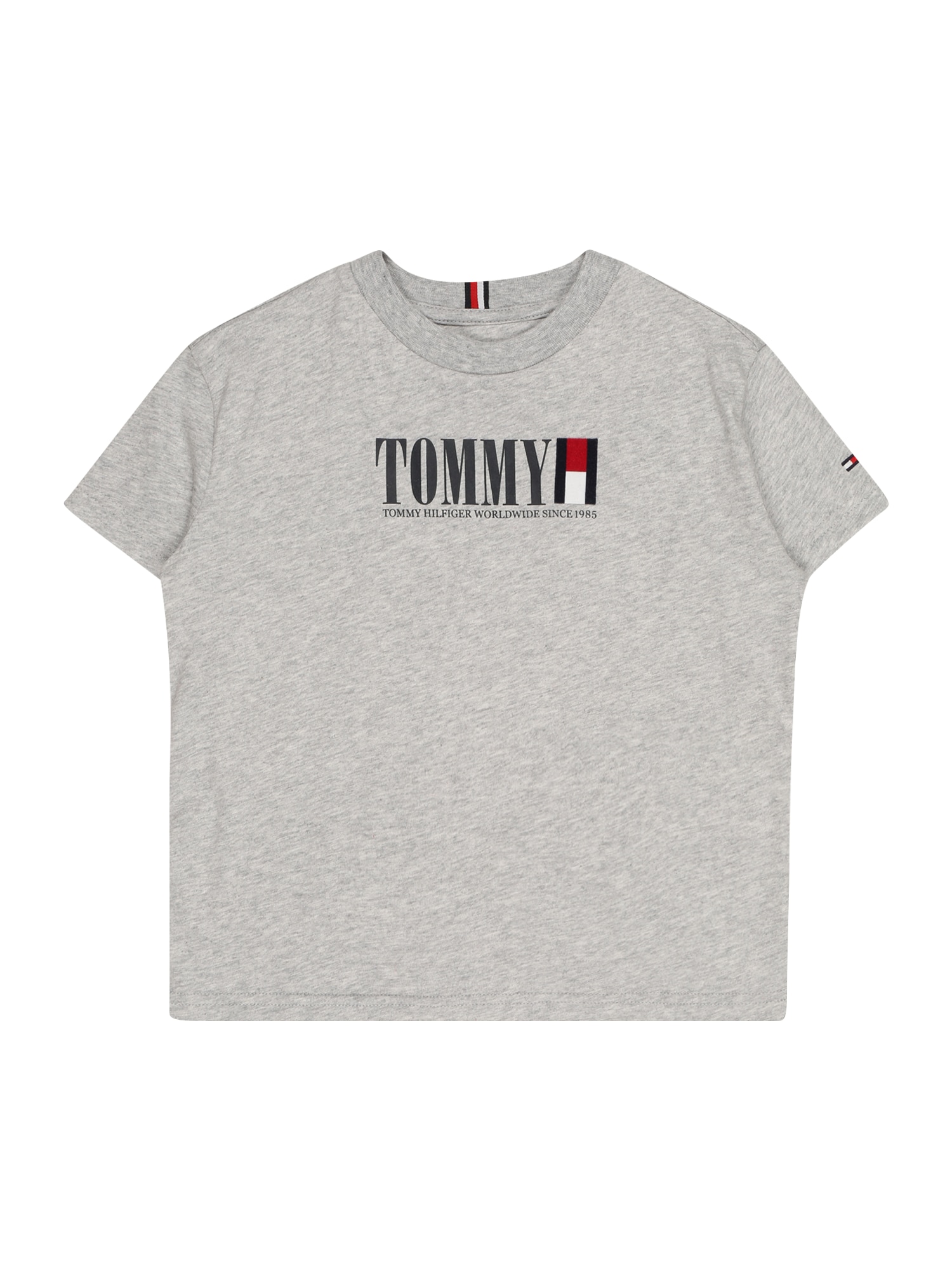 TOMMY HILFIGER Póló  szürke melír / éjkék / fehér / tűzpiros